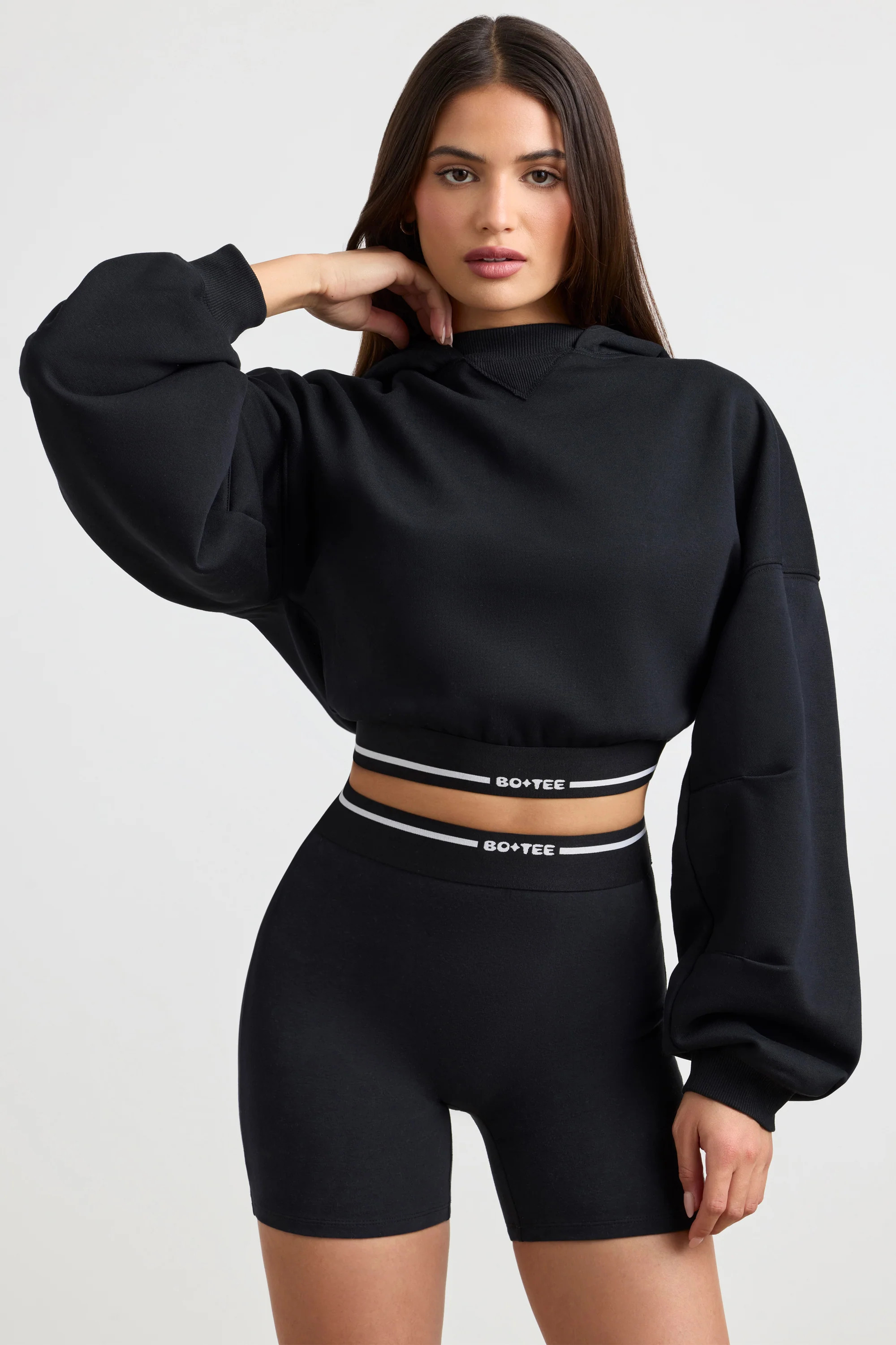 Cropped Hoodie in Black | Oh Polly