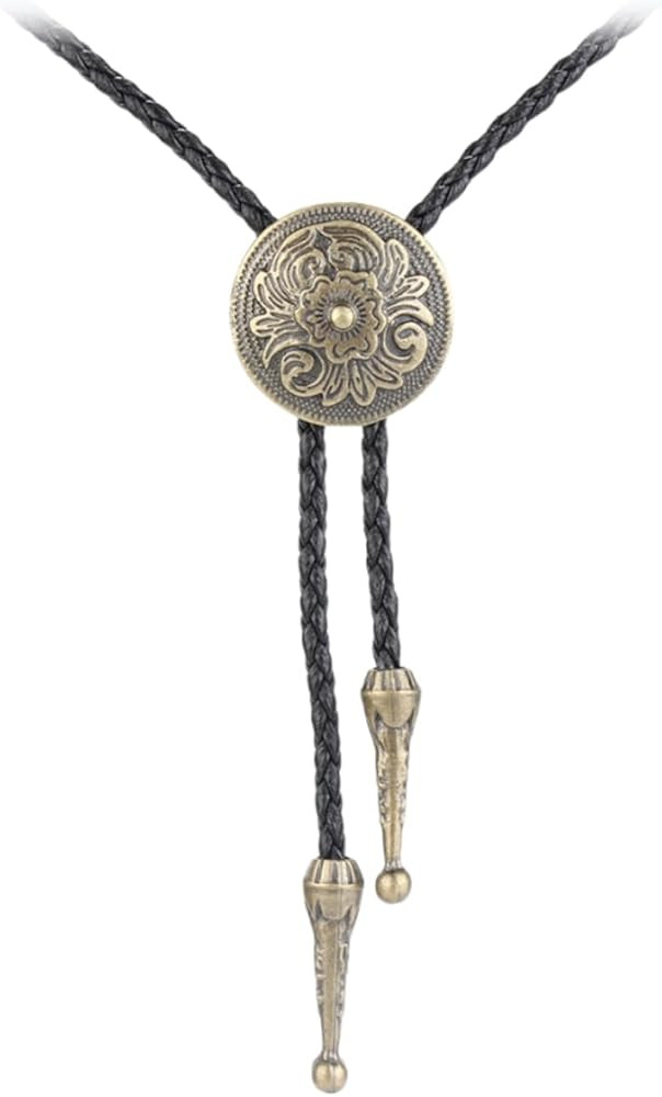 Western Black Bolo Tie for Men and Women,Native American Leather Bolo Tie String | Amazon (US)