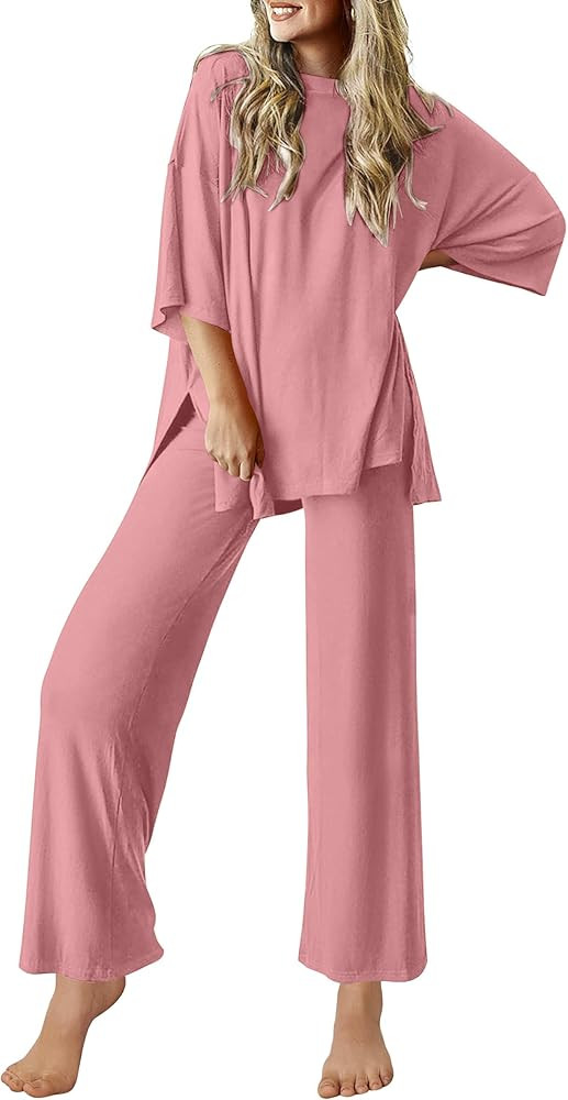Ekouaer Lounge Sets for Women Short Sleeve Tops and Long Pants Soft Comfy Pajamas Set 2 Piece Out... | Amazon (US)