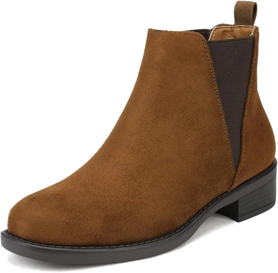 DREAM PAIRS Women's Ankle Boots Chunky Low Heel Chelsea Booties Slip On Elastic Fall Short Boots | Amazon (US)