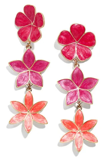 Ombre Flower Statement Triple Drop Earrings | Nordstrom Rack