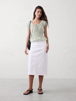 Elastic Scoop-Neck Top | Banana Republic Factory