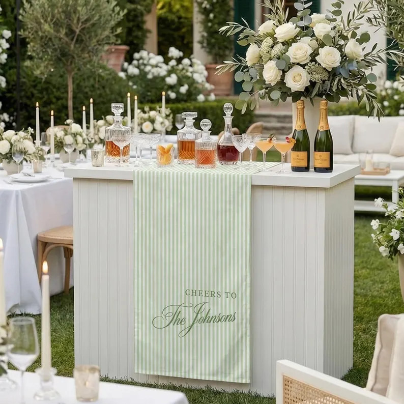 Personalized Linen striped bar or event Sign, Custom Wedding Welcome Sign, Fabric Bar Menu Banner... | Etsy (US)