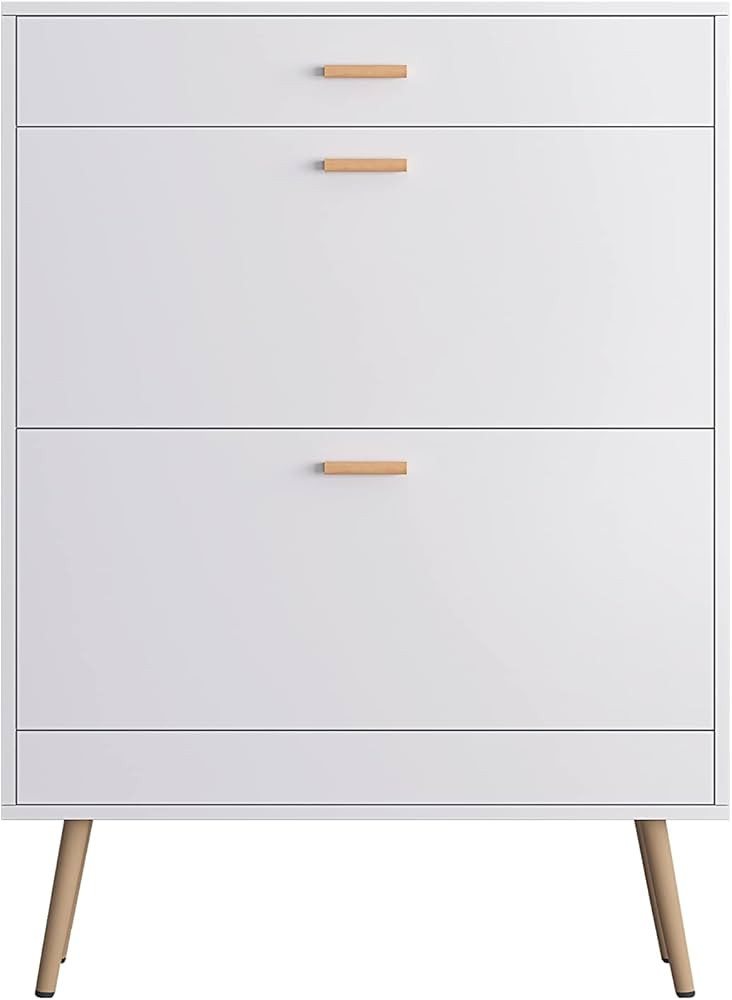 Shoe Cabinet, 16 Pair Shoe Rack Storage Organizer with 2 Flip Drawers, White Entryway Shoe Storag... | Amazon (US)