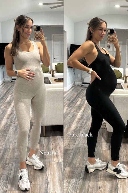 CALIA LustraLux Bodysuit in full length. Fit TTS! 🫶🏽 I’m still in my pre-preg size here but would size up for second trimester & beyond. 

#LTKfitness #LTKbump