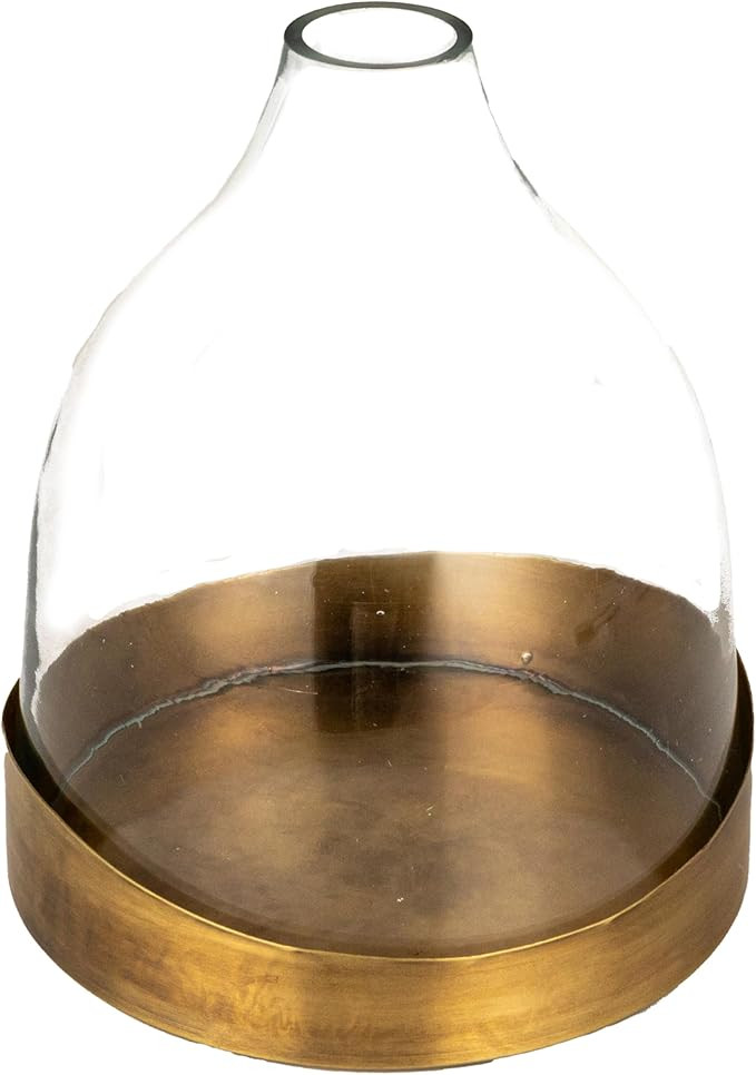 Creative Co-Op Sophisticated Glass Cloche with Metal Tray, Clear and Antique Brass | Amazon (US)