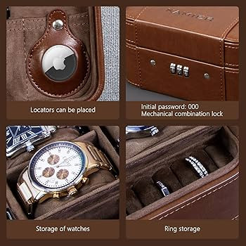 KAMIER Watch Case with Combination Lock - 4 Watch Storage and Jewelry Organizer - Watch Travel Ca... | Amazon (US)