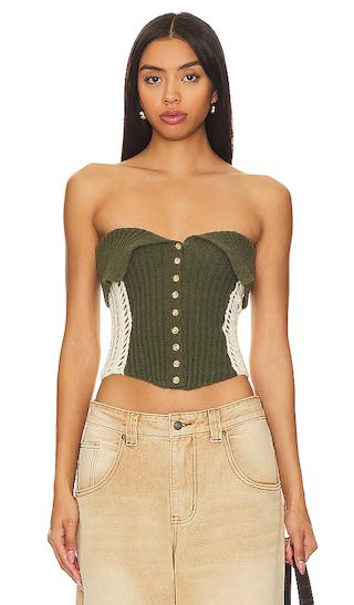 Knitted Corset in Olive | Revolve Clothing (Global)