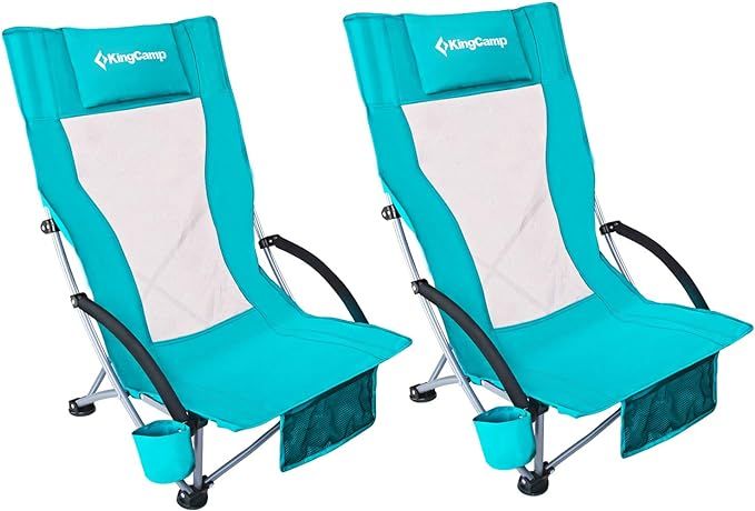 KingCamp Low Sling Beach Chair for Camping Concert Lawn, Low and High Mesh Back Two Versions | Amazon (US)