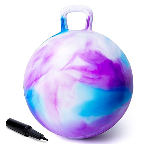 ZOOJOY Hopper Ball, Hopping Toys for Kids, 20 inch Bouncy Ball with Handle for Boys Girls Aged 5-12, Inflatable Clouds Bounce Hopper Toy with Pump | Amazon (US)
