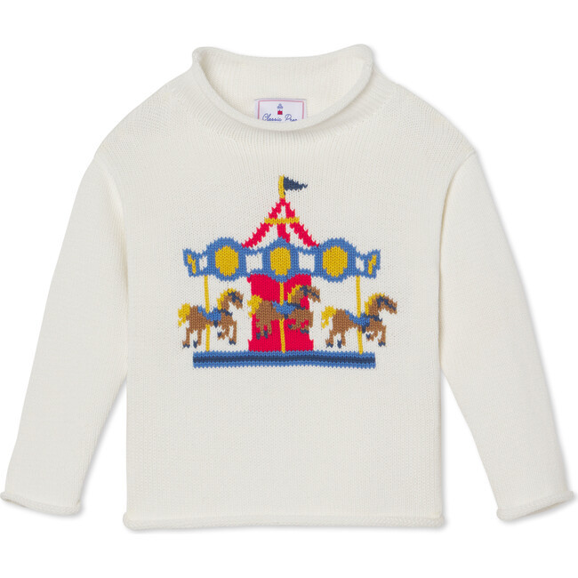 Fraser Carousel Intarsia Sweater, Cannoli Cream | Maisonette