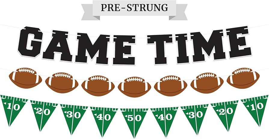 Pre-Strung Game Time Football Banner - NO DIY - Football Party Banner - Pre-Strung Garland on 6 f... | Amazon (US)