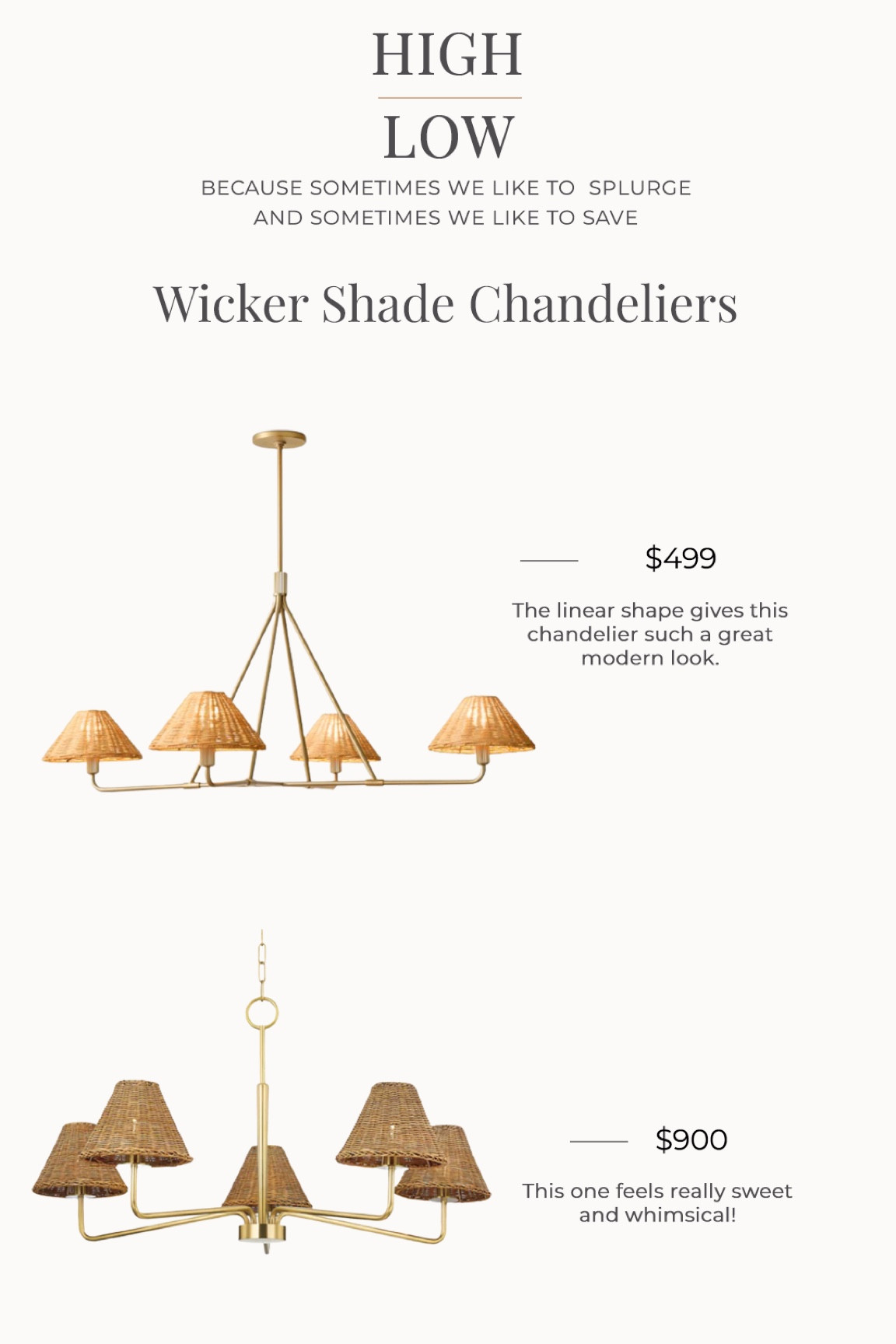 Linear brass chandeliers with woven wicker shades are the perfect transitional style lighting to warm up any dining space. 


#LTKFind #LTKhome