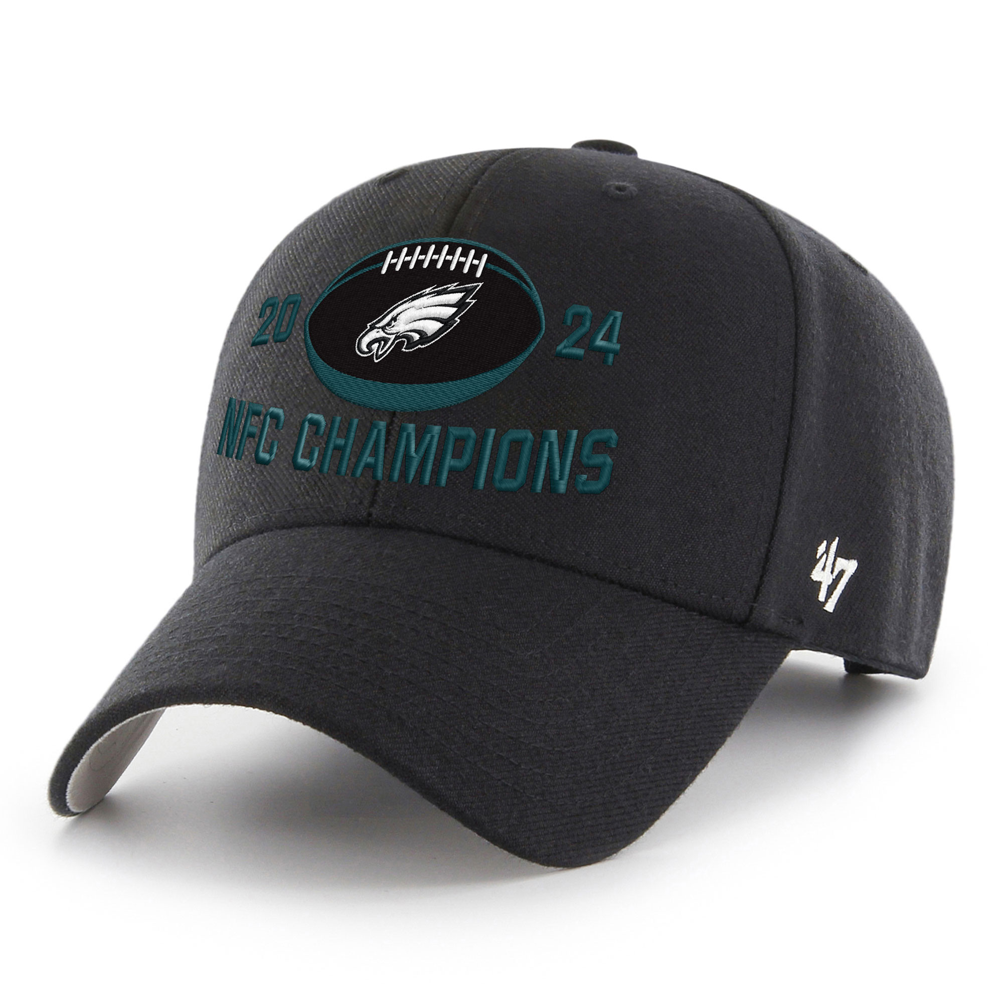 Men's '47 Black Philadelphia Eagles 2024 NFC Champions MVP Adjustable Hat | Fanatics