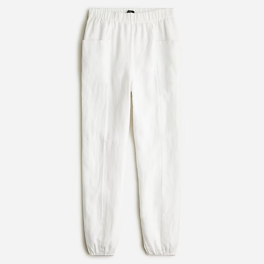 Gathered pull-on pant in linen | J. Crew US
