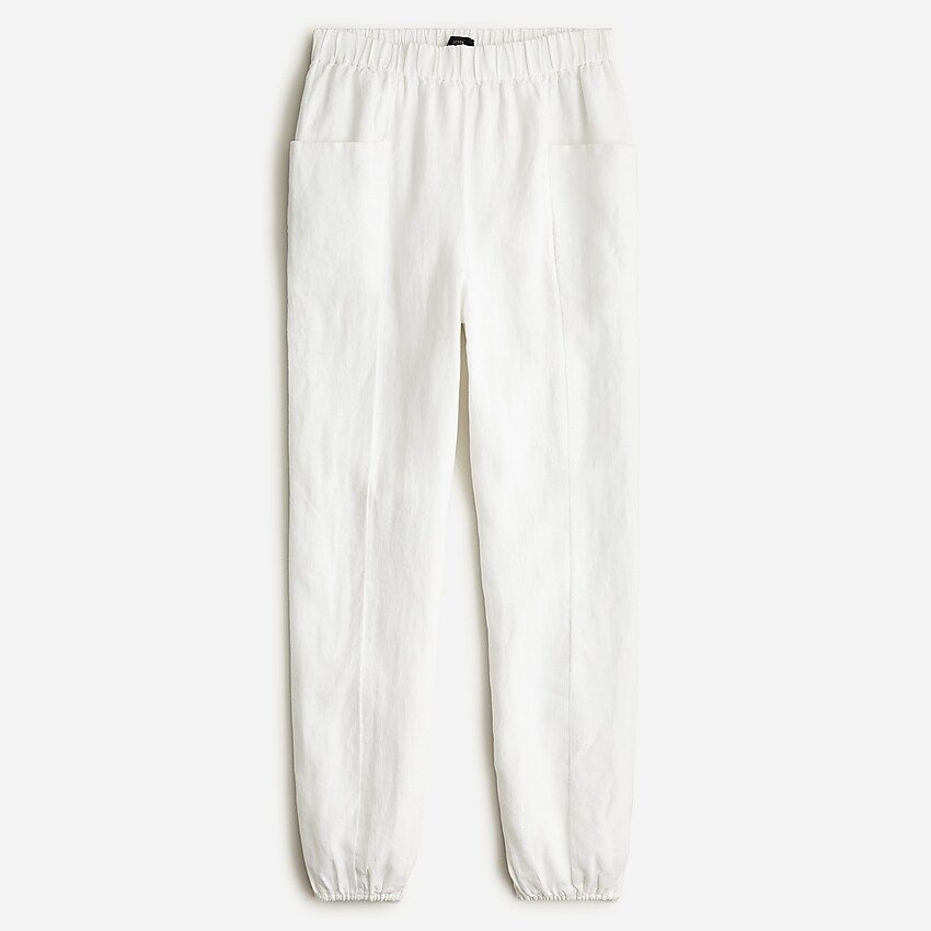 Gathered pull-on pant in linen | J.Crew US