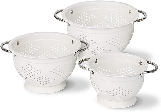 Hillbond Colander Set of 3, 1.5, 3, 5 QT Powder Coated Metal Strainers with Riveted Stainless Ste... | Amazon (US)
