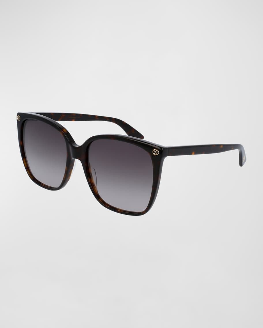 Square Acetate Sunglasses w/ Interlocking G Detail | Neiman Marcus