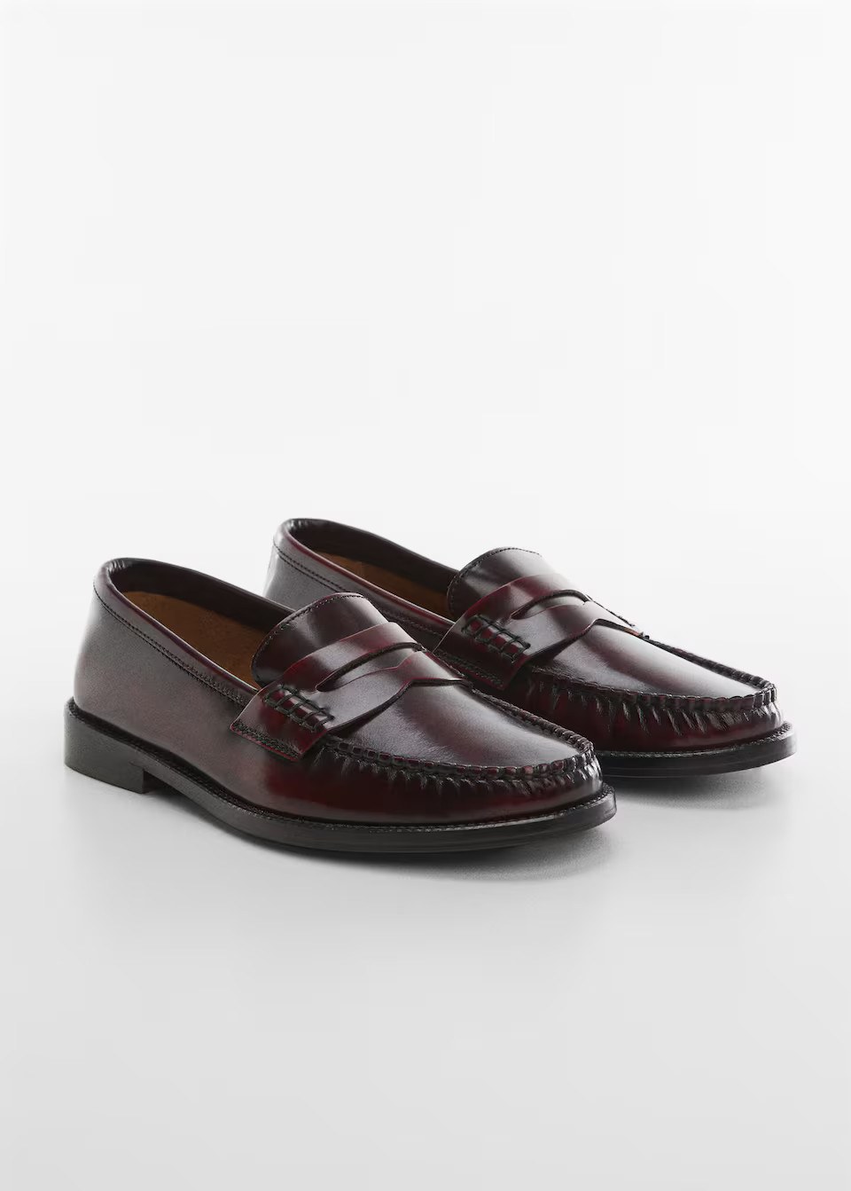 Leather penny loafers -  Women | Mango USA | MANGO (US)