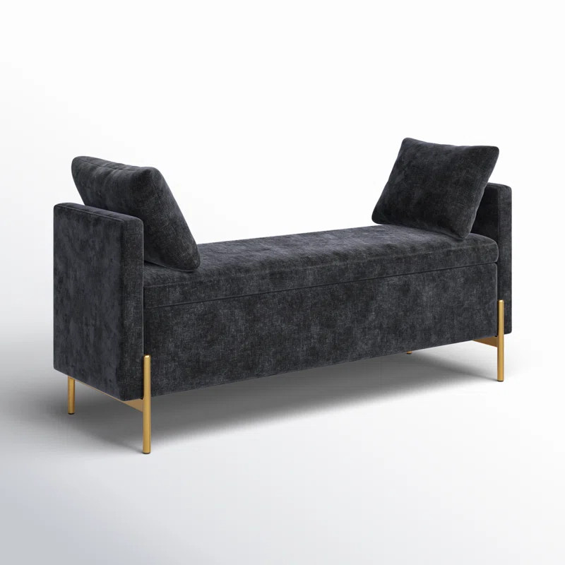 Louvenia 56''W Upholstered Flip Top Bench with Subdivided Storage and Toss Pillows | Wayfair North America