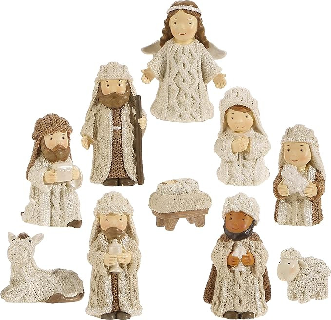 RAZ Imports Knit Look Resin 3 Inch Miniature 10 Pc Nativity Set | Amazon (US)