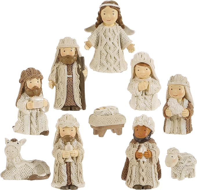 RAZ Imports Knit Look Resin 3 Inch Miniature 10 Pc Nativity Set | Amazon (US)