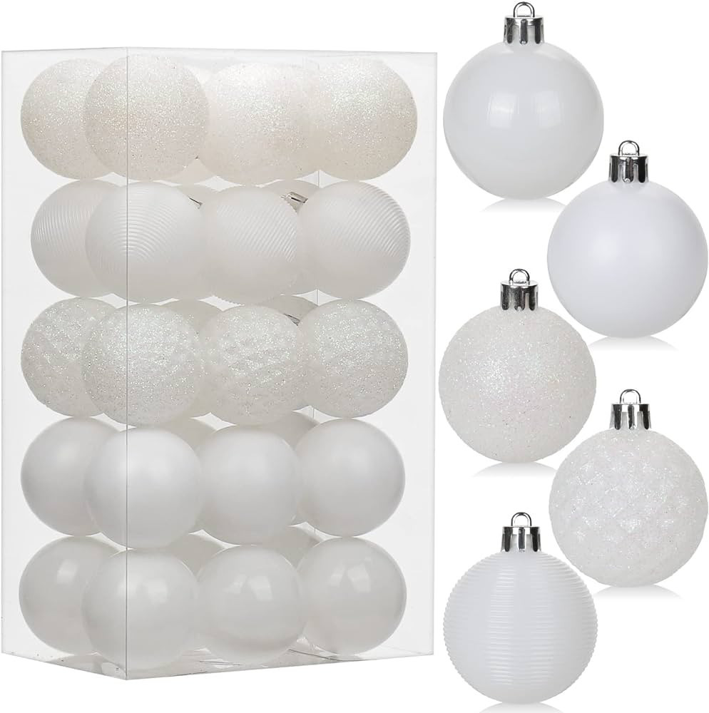 30PCS 2" Christmas Ball Ornaments Shatterproof Pearl White Christmas Tree Decorations Xmas Tree B... | Amazon (US)