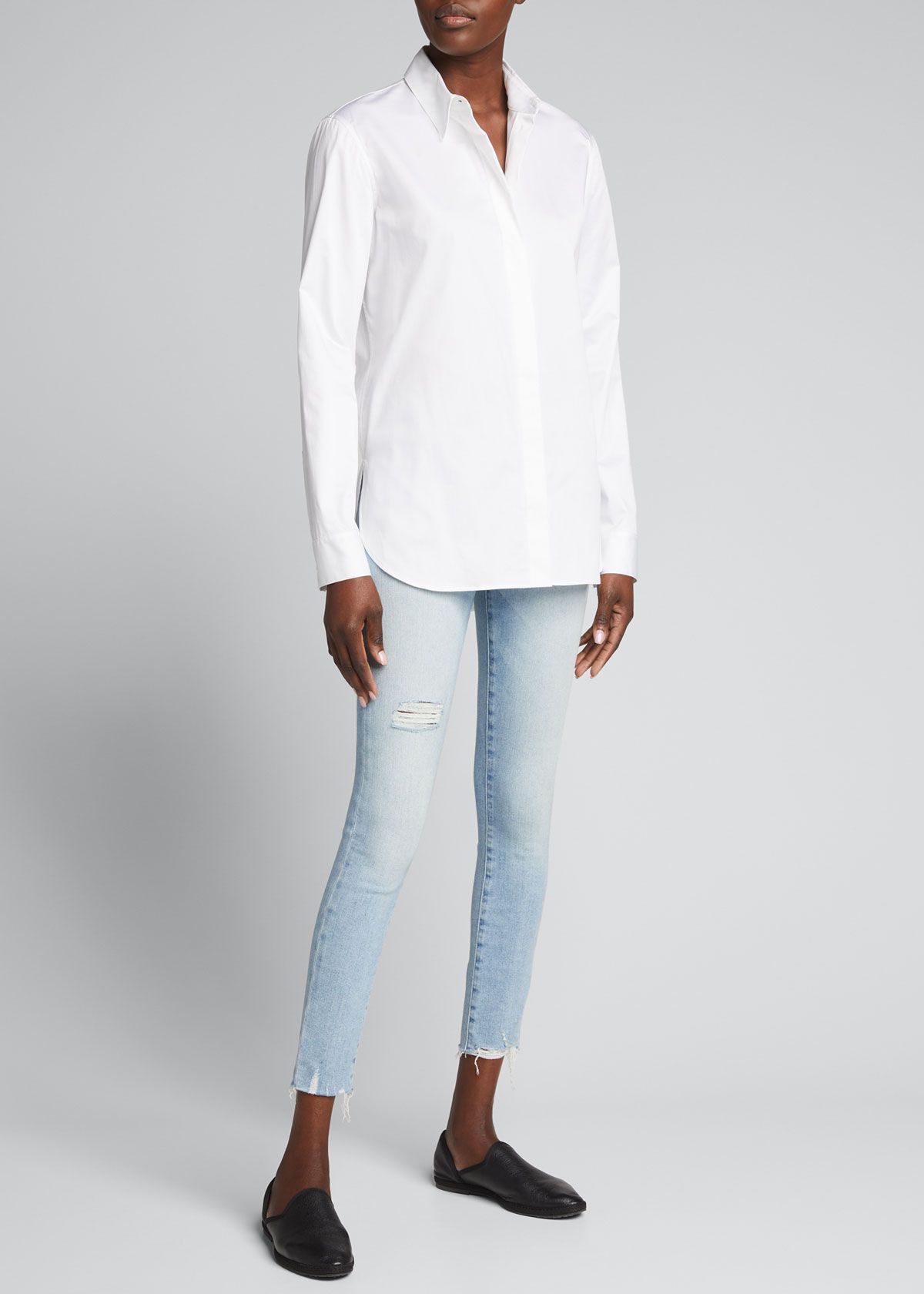 Le Skinny De Jeanne Crop Raw-Edge Jeans | Bergdorf Goodman