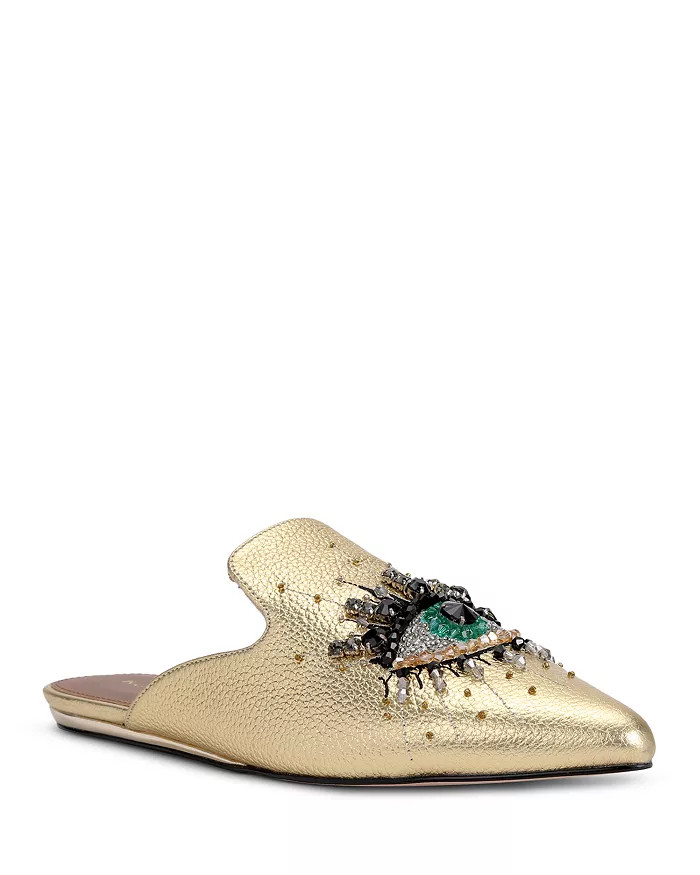 Women's Olive Eye Pointed Toe Crystal Embellished Mules | Bloomingdale's (US)