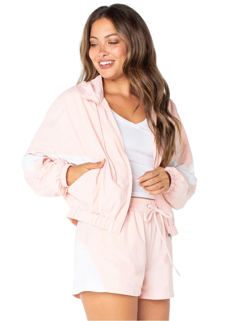 Celebrity Pink Women's Zip Front Hooded Windbreaker Jacket, Sizes XS-XXXL | Walmart (US)
