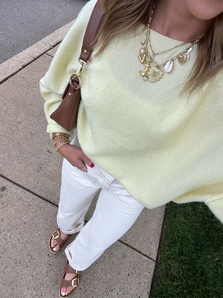 5/31/24 Date night outfit 🫶🏼 Casual summer outfits, free people pants, free people jeans, Birkenstock big buckle sandals, Birkenstock sandals, yellow sweater, yellow top, casual summer outfits, casual summer style, summer fashion 2024