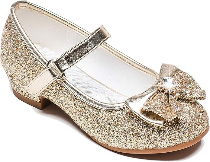 Furdeour Girls Dress Shoes Mary Jane Wedding Flower Bridesmaids Heels Glitter Princess Shoes for ... | Amazon (US)