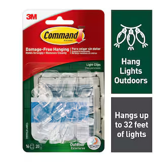 Command Command Outdoor Light Clips, Clear, Damage Free Decorating, 16 Clips and 20 Command Strip... | The Home Depot