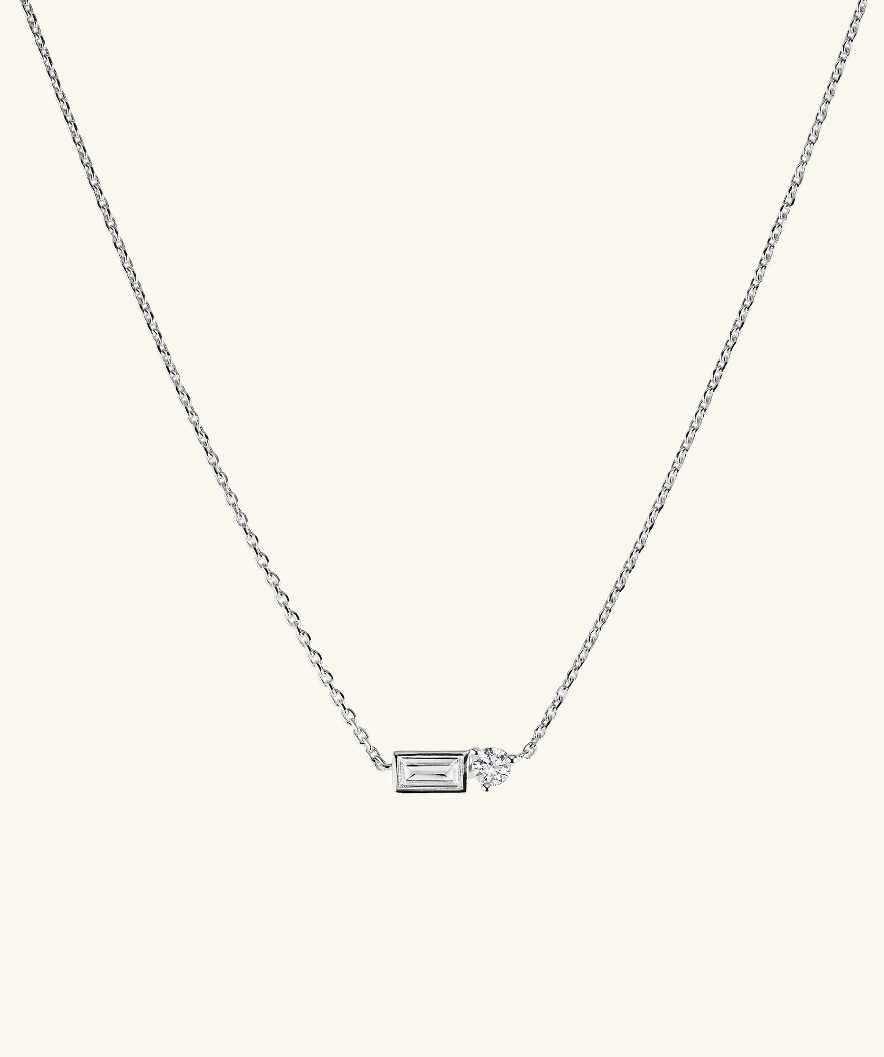 Lab Grown Sapphire Baguette Round Necklace | Mejuri Fine Crew