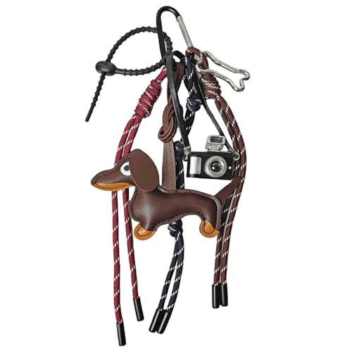 CAZOYIN Leather Bag Charms Designer Dachshund Purse Charms Cute Puppy Dog Key Chain Charm Kawaii Animal Camera Rope Keychains Preppy Y2k Accessories Backpack Handbag Charm Gifts for Women (Brown) | Amazon (US)
