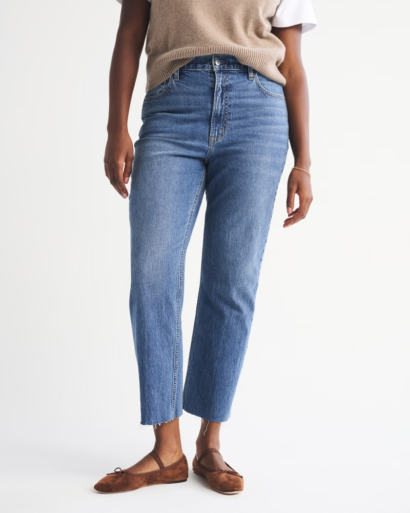 Women's Ultra High Rise Ankle Straight Jean | Women's Bottoms | Abercrombie.com | Abercrombie & Fitch (US)