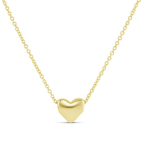 Amazon Essentials 14K Gold Plated Puffed Heart Slider Necklace 18 | Amazon (US)