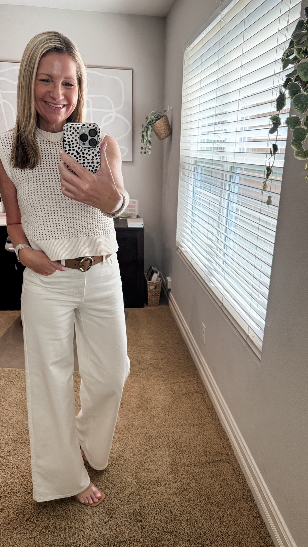 I’m a white denim girl in every season but Summer is even more reason to pull them out more often. These Target wide leg jeans feel like a high end pair and have just enough stretch to make them comfortable too. They also come in multiple washes. 

I styled them with an off white knit sweater and added some color with my Target belt that has been on repeat. 

My sandals are the clear heels from Target.

#LTKootd #LTKWorkwear #LTKSeasonal