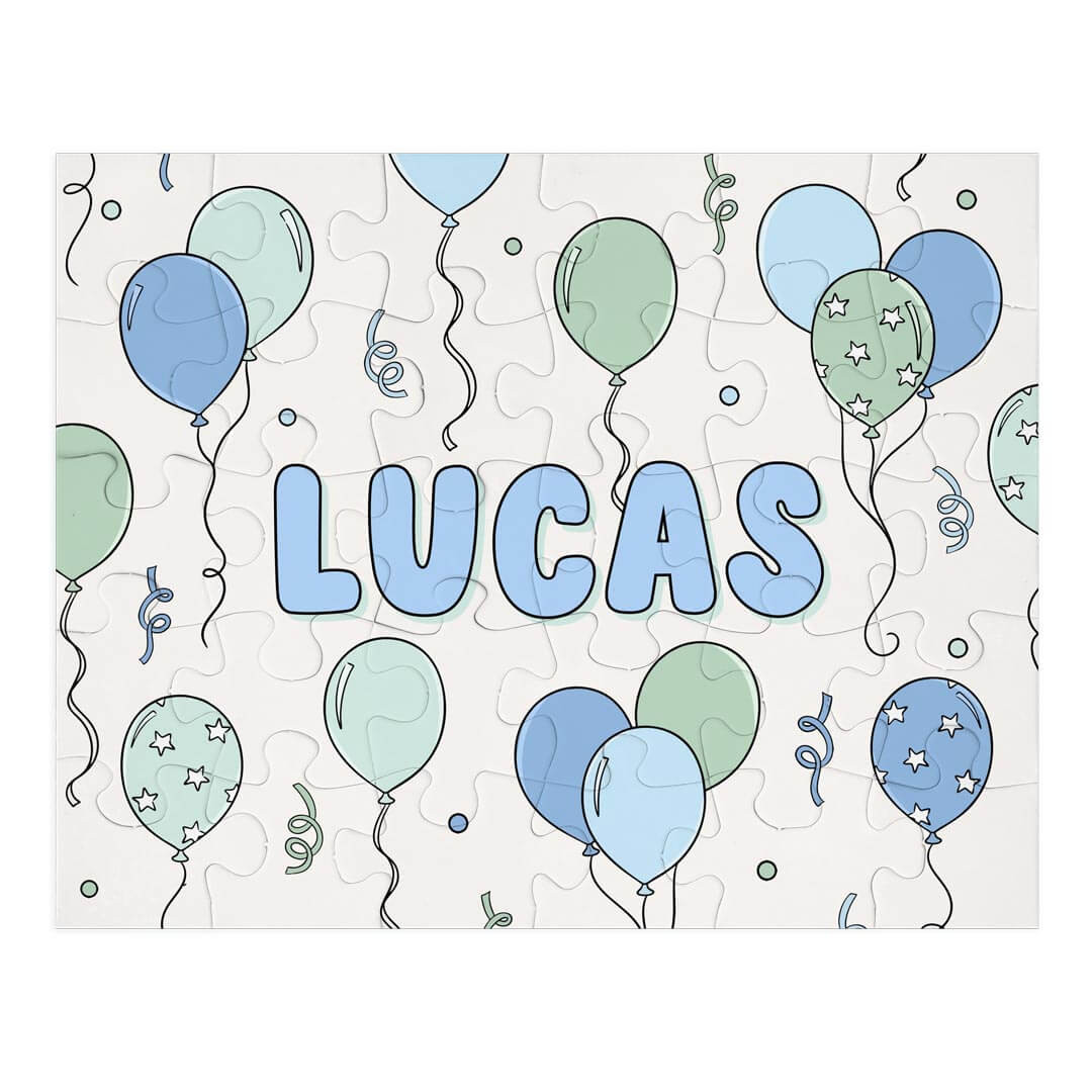 Kids Personalized 30 Piece Puzzle | Party Time Blue | Caden Lane