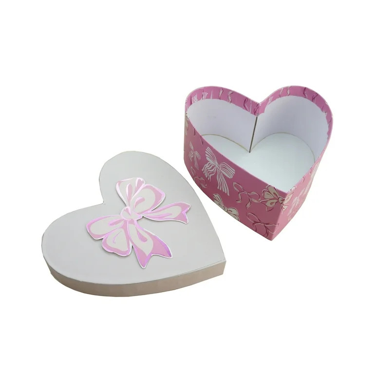 Large Heart-Shaped Gift Box, Pink and White, 8" x 8" x 4", Valentine's Day by Way To Celebrate | Walmart (US)