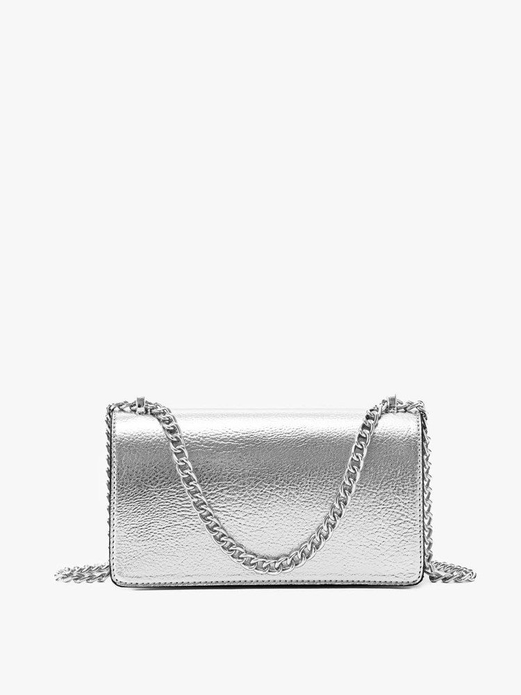 Metallic Minimalist Chain Flap Square Bag | SHEIN