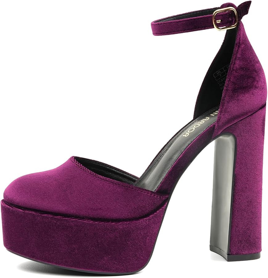 JENN ARDOR Women's Platform Heels 5 Inch Chunky High Heel Pumps Block Heels 1.7 Inch Platform Ank... | Amazon (US)