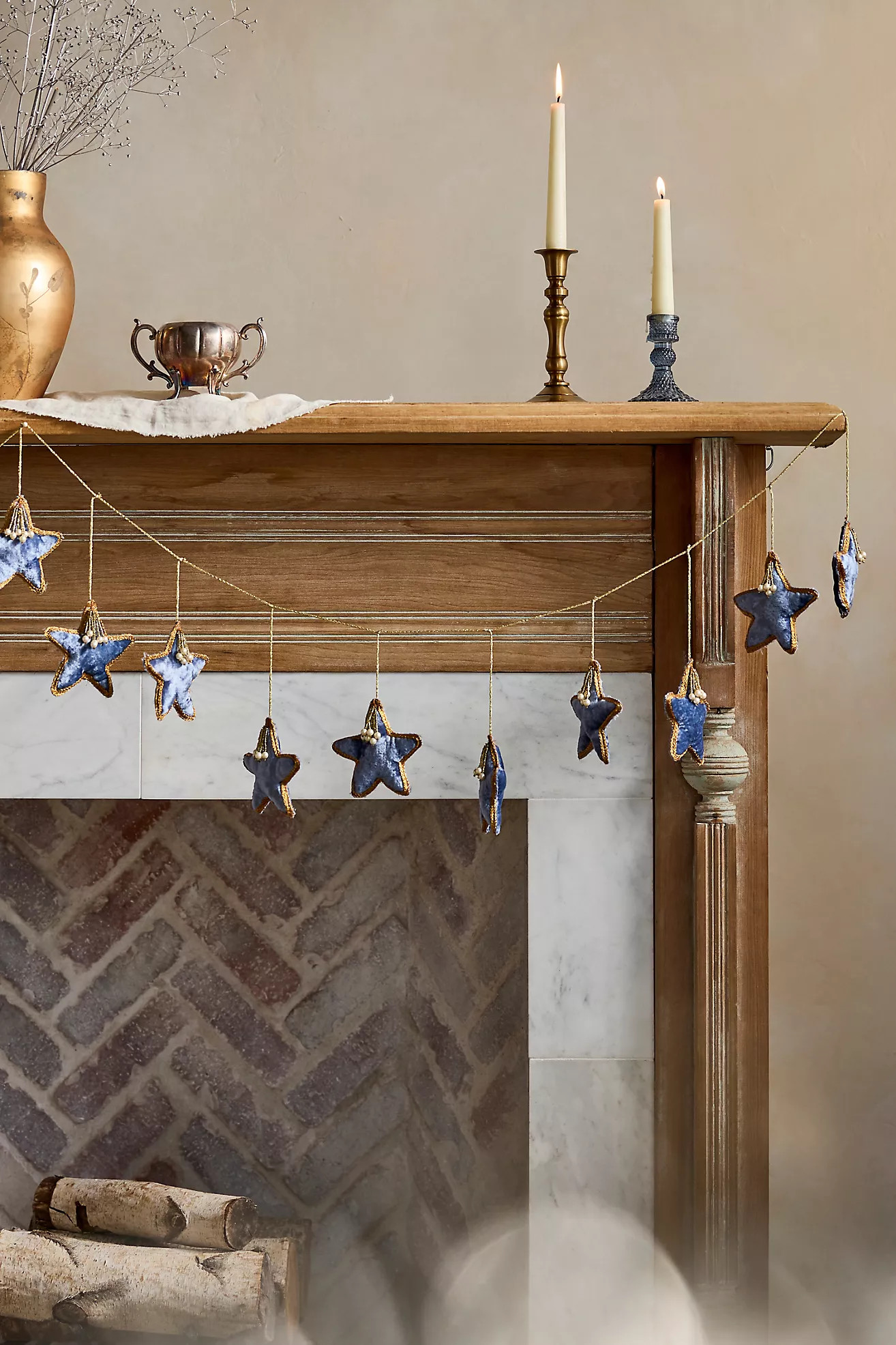 Beaded Velvet Stars Garland | Terrain