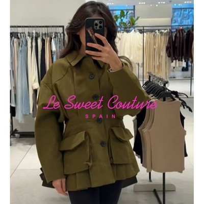 ZARA WOMAN SS26 ZW COLLECTION POCKET JACKET KHAKI GREEN 3736/049/505 | eBay US