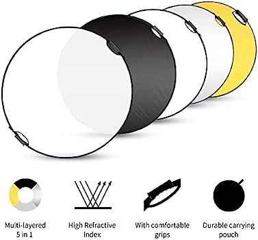 Selens 43 Inch (110cm) Photography Reflector, Collapsible Light Reflector with Carrying Case, 5 i... | Amazon (US)