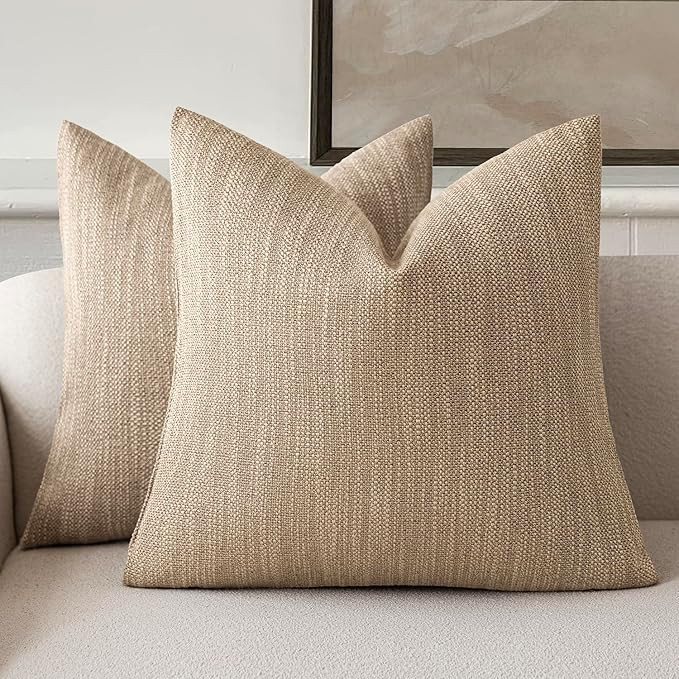 Foindtower Set of 2 Decorative Textured Burlap Linen Throw Pillow Covers Farmhouse Boho Cushion C... | Amazon (US)