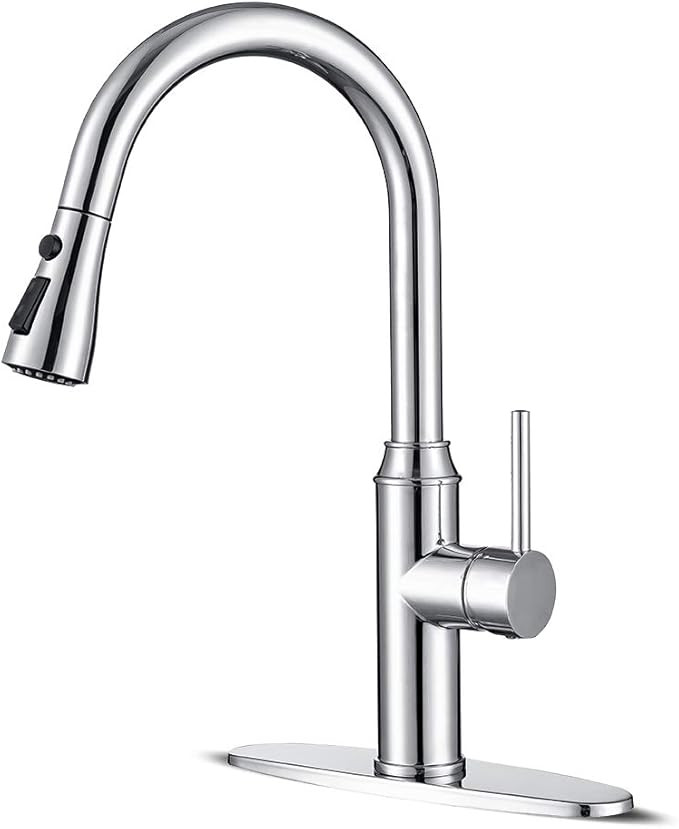 Kitchen faucets with Pull Down Sprayer, faucets for Kitchen Sinks Chrome Kitchen Faucet Stainless... | Amazon (US)