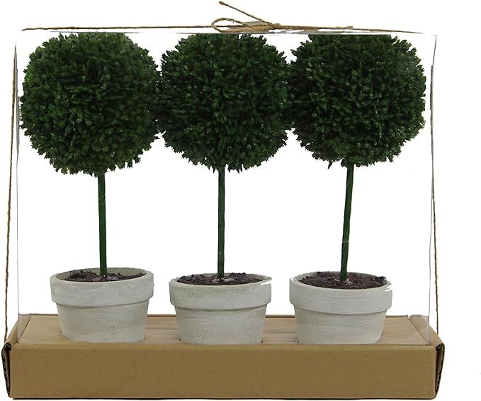 Admired By Nature 9" H Artificial Boxwood Ball Topiary Plant Tabletop, Set of 3, 3 Count | Amazon (US)