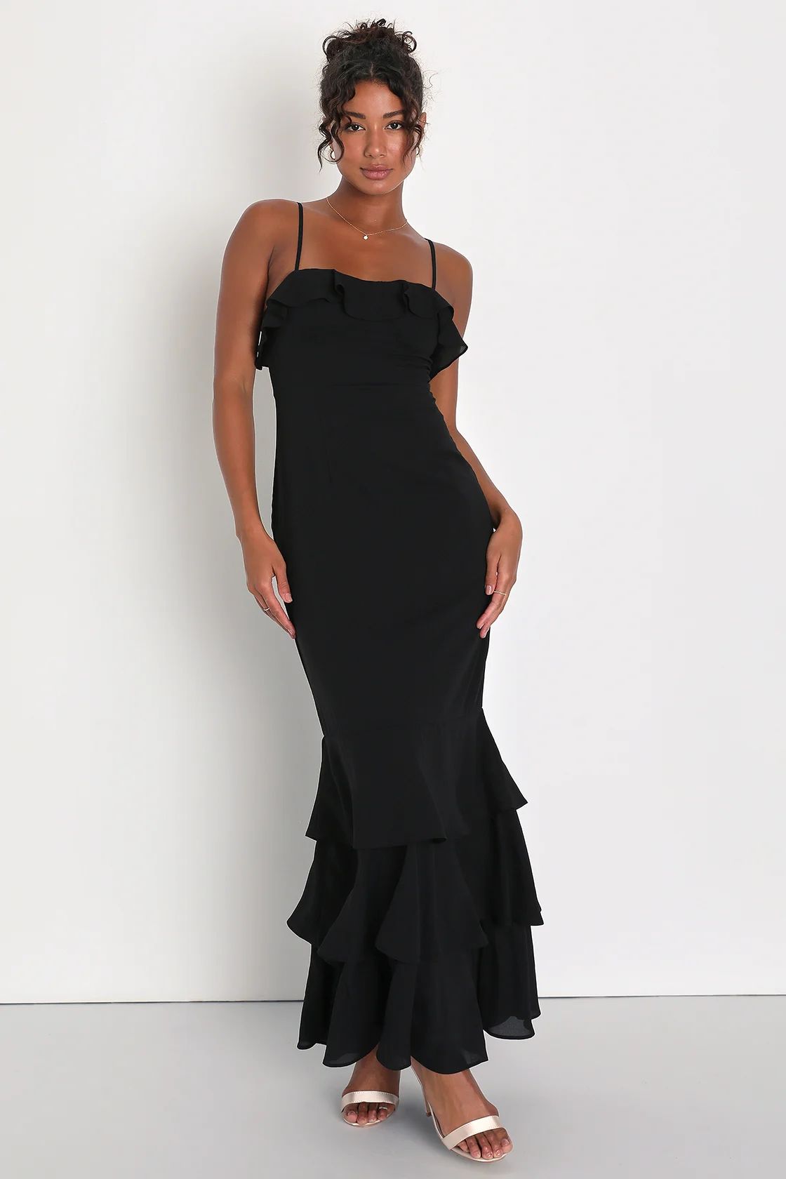 Lively Evenings Black Sleeveless Tiered Maxi Dress | Lulus (US)