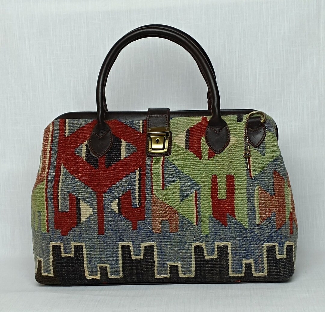 Traditional Kilim Rug Bag, Ethnic Tote Bag, Carpet Bag, Vintage Handmade Kilim Rug Bag, Anatolian... | Etsy (US)